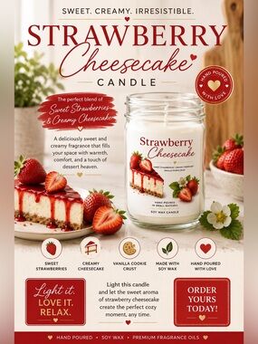🍓🍰 Strawberry Cheesecake Candle 🍰🍓